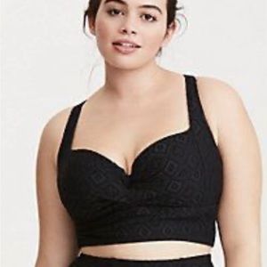 Torrid Crochet Twist Front Bikini Top, Black, Size 2X